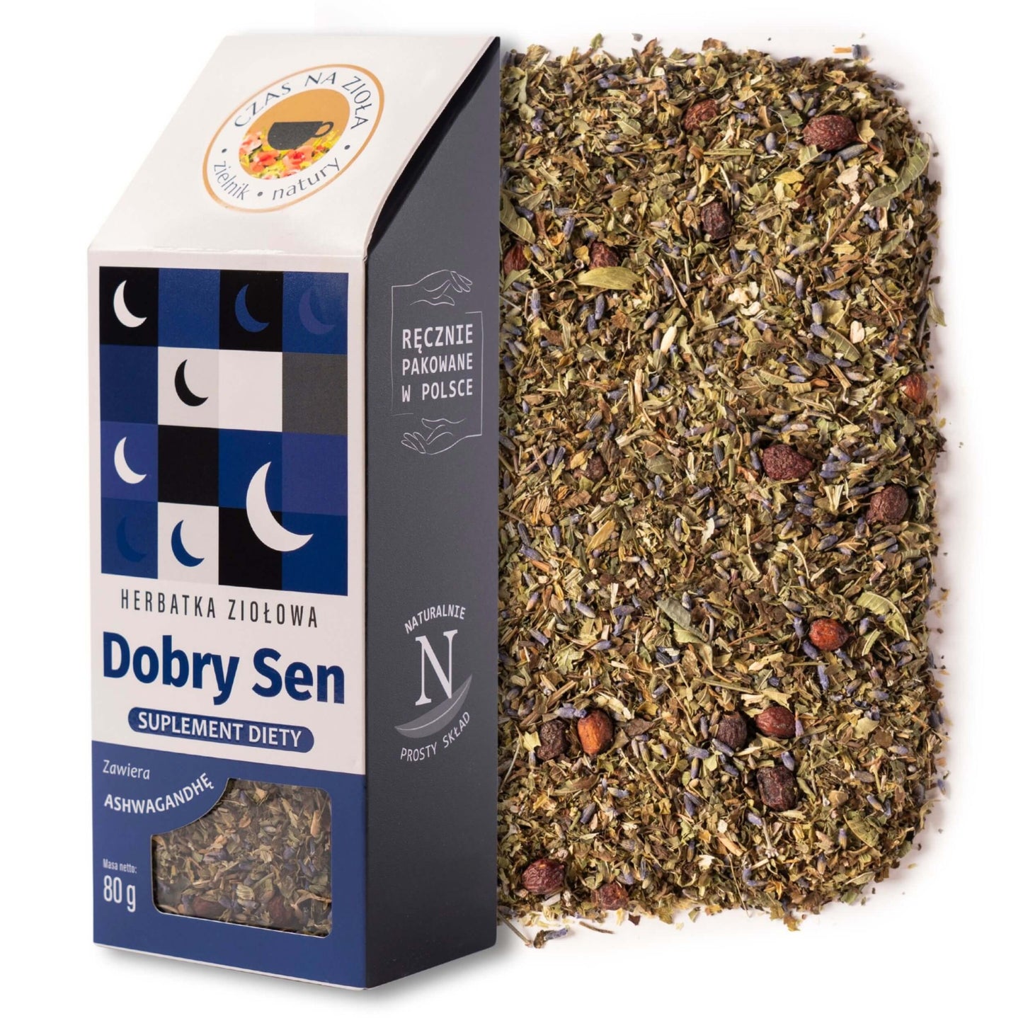 Herbata ziołowa naturalna dobry sen suplement diety ashwagandha lawenda